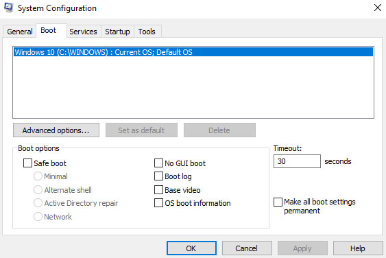 Reset Safe Boot option