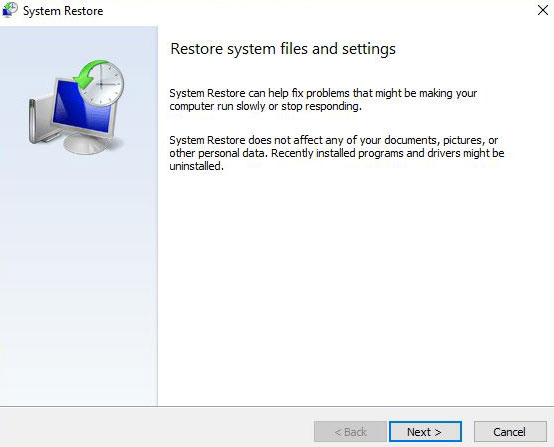 System Restore utility